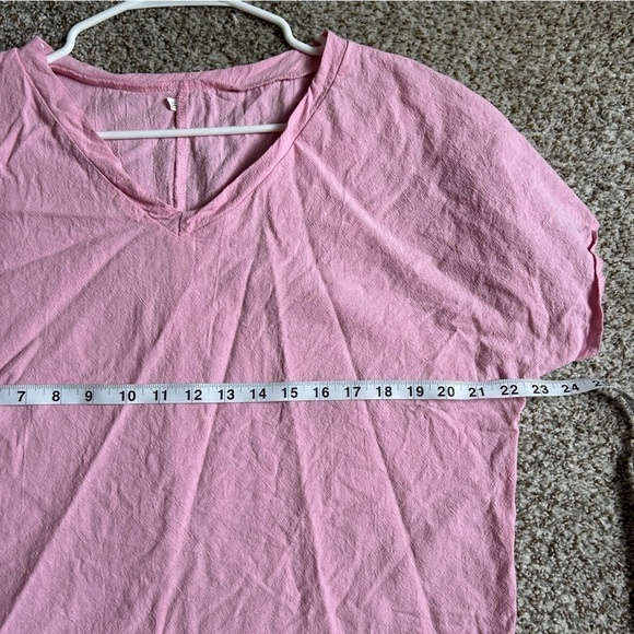 🦋 Pink Lightweight V-Neck T-Shirt Pastel Barbie Casual Summer XXL - Picture 5 of 6
